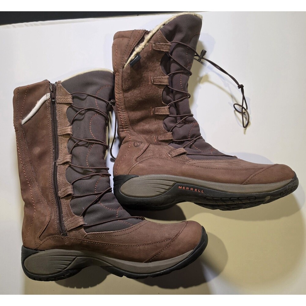 Merrell Encore Apex Coffee Bean Suede Winter Boots Women's Size 10 Opti-Warm